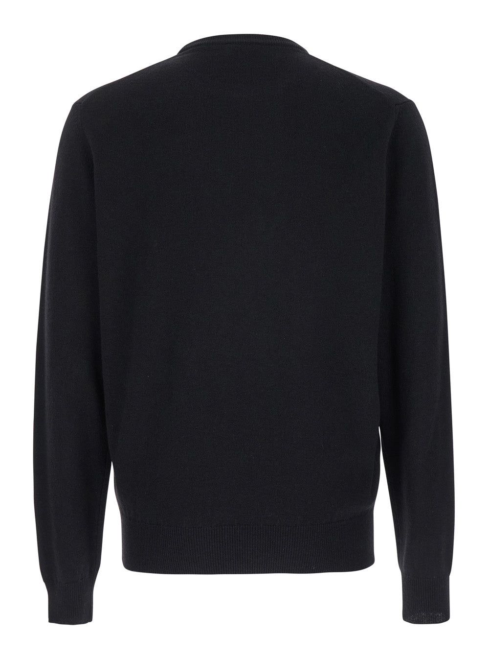 Black Crewneck Sweater in Merino Wool and Silk Blend Man Merinos Cashmere Jersey