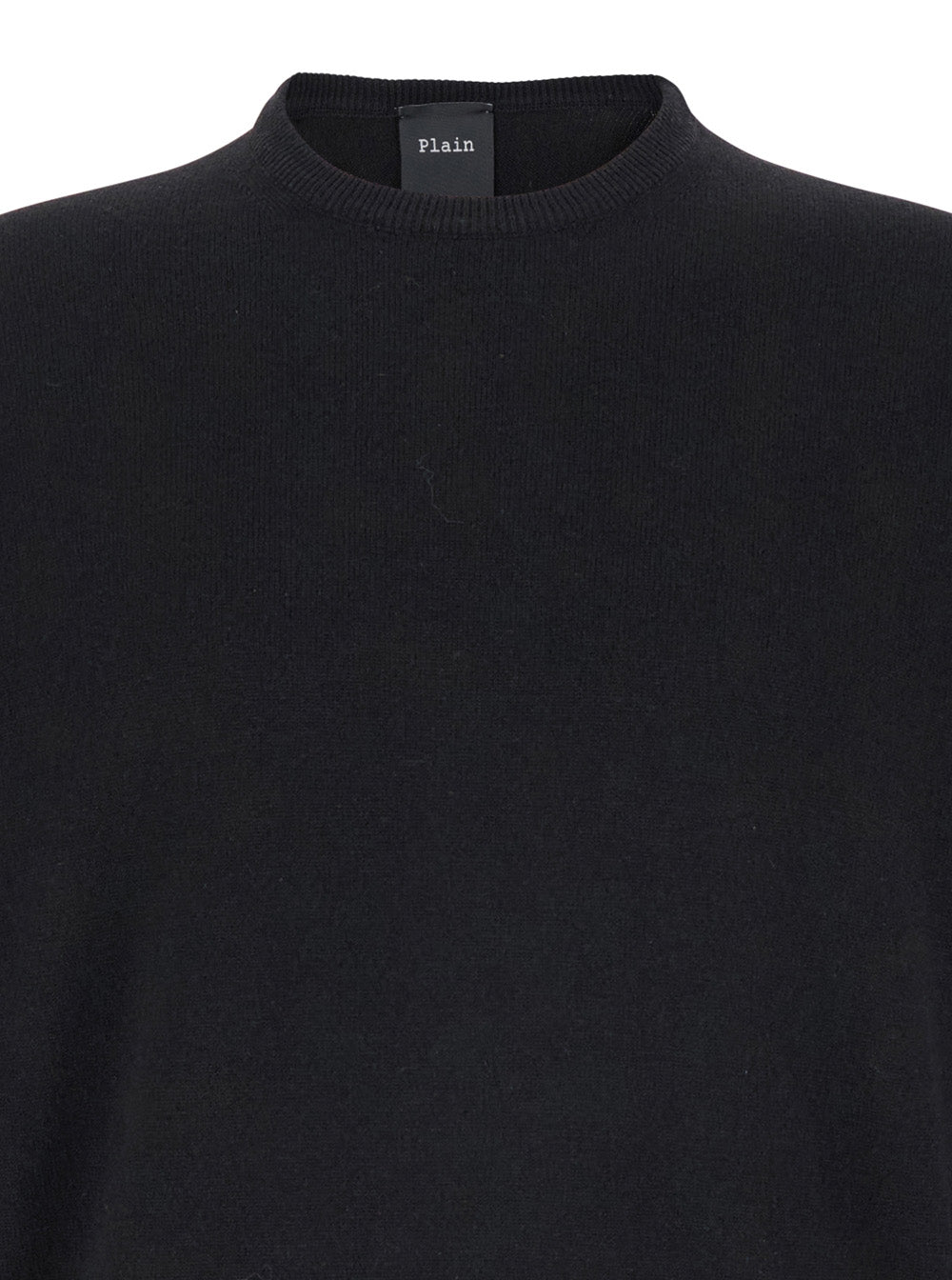 Black Crewneck Sweater in Merino Wool and Silk Blend Man Merinos Cashmere Jersey