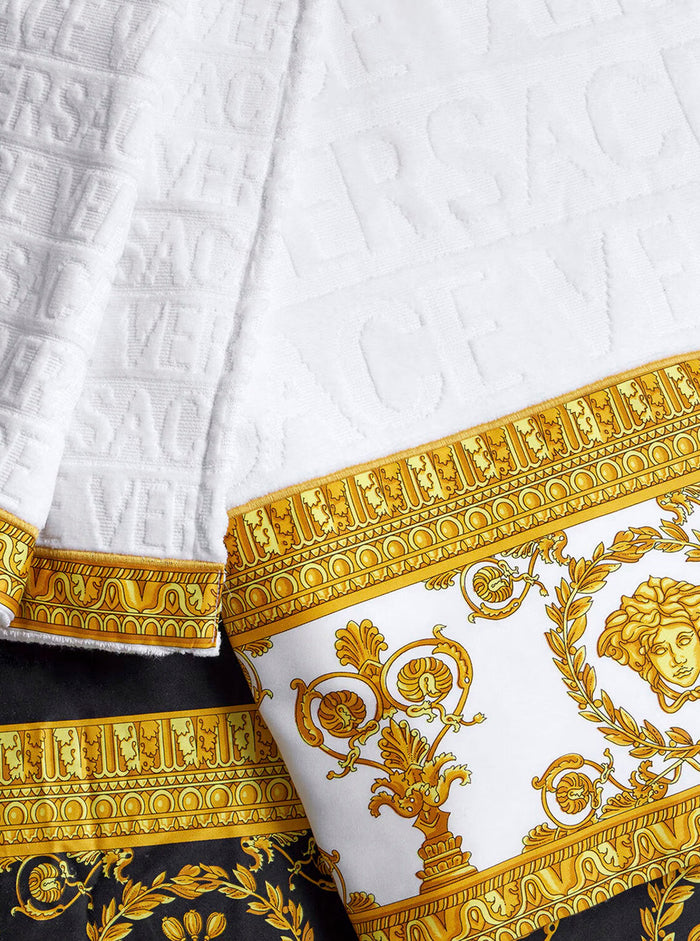White Towel Set With Barocco Print Cotton Home Towels
