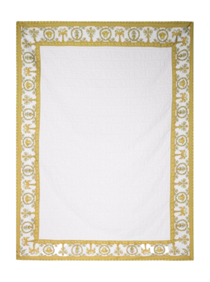 White Towel With Baroque Print Lining Terry Cotton Home Towels