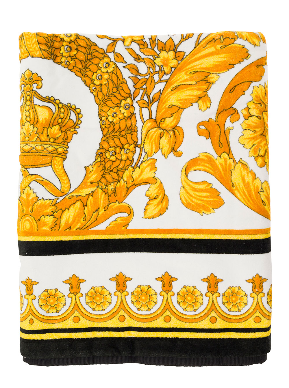 Multicolor Beach Towel With All-Over Baroque Print And Logo On The Front Cotton Home Towels