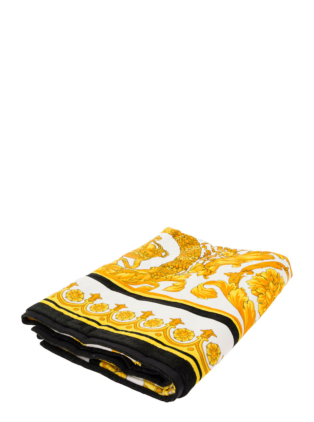 Multicolor Beach Towel With All-Over Baroque Print And Logo On The Front Cotton Home Towels