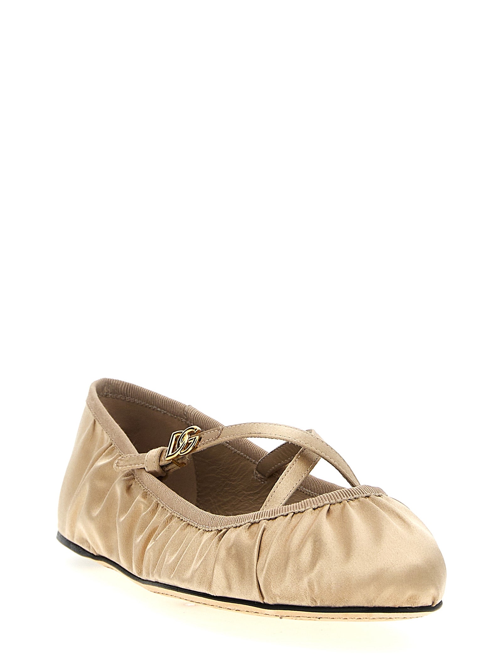 Vally ballet flats Beige Viscose Cotton Silk Flat Shoes