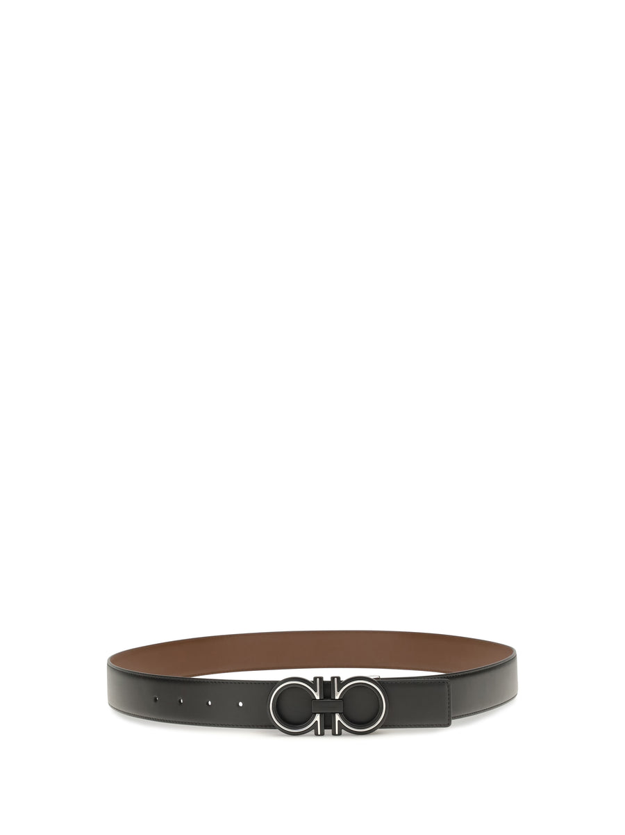 Belt Reversible Leather Patterned Navy Blue Calf
