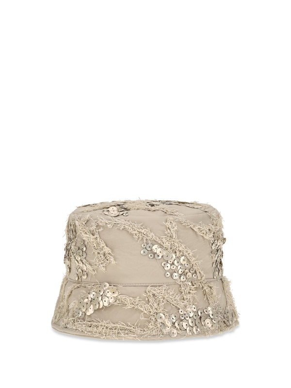 Embroidered Sequin Bucket Hat Feather Silk E Hairbands