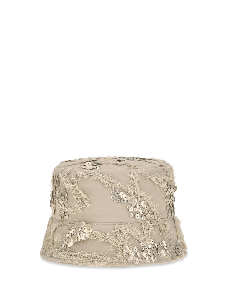 Embroidered Sequin Bucket Hat Feather Silk E Hairbands