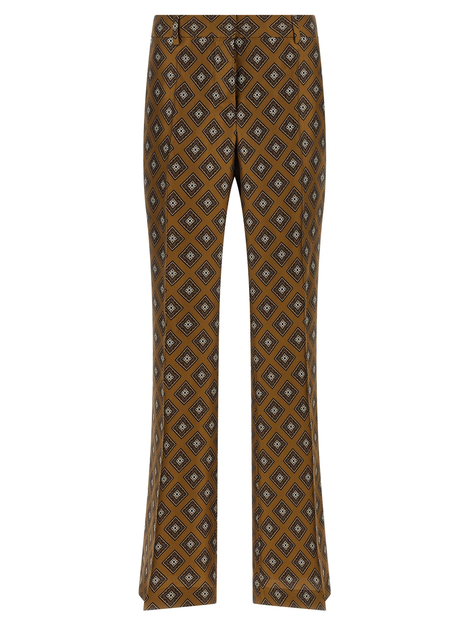 Tie-Print Pants Green Silk