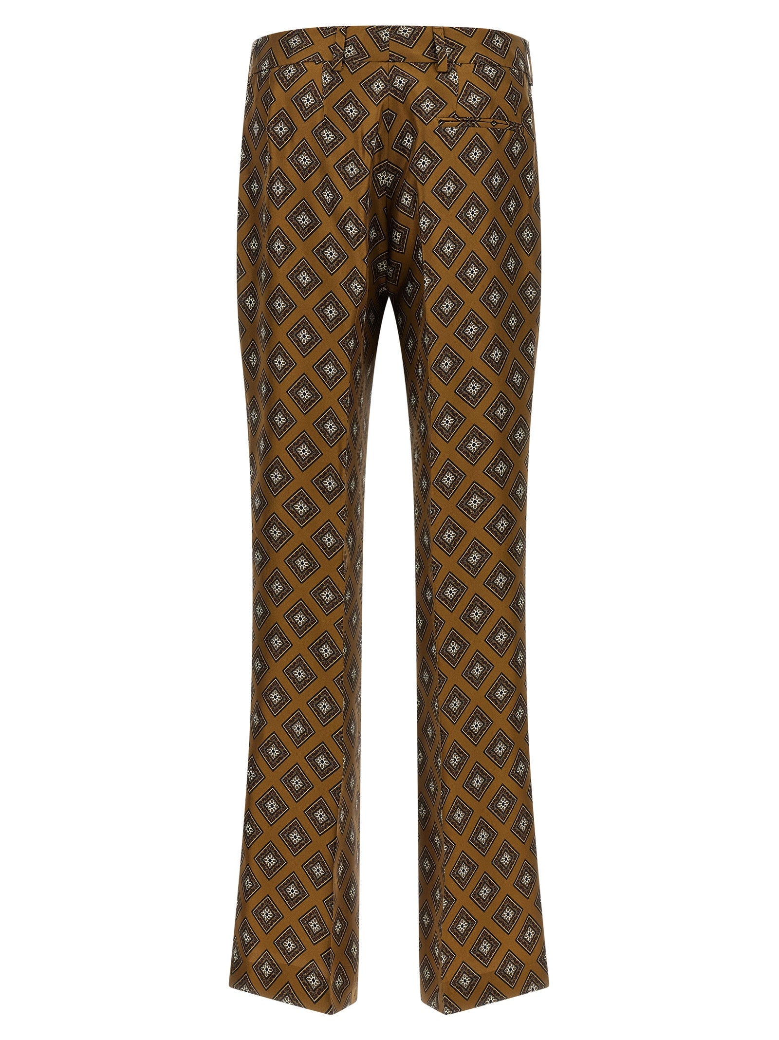 Tie-Print Pants Green Silk