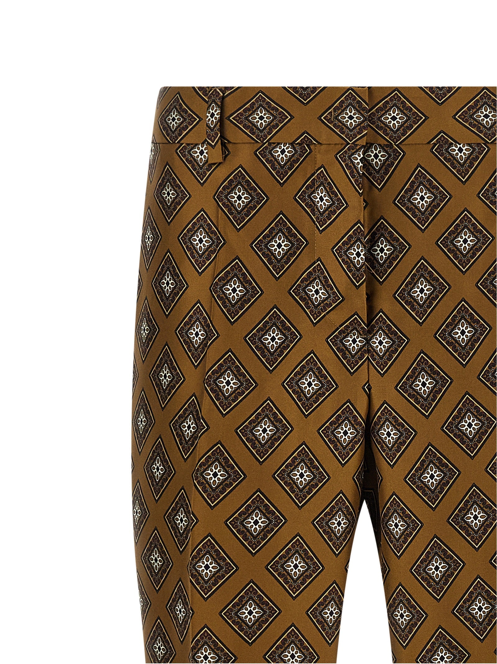 Tie-Print Pants Green Silk