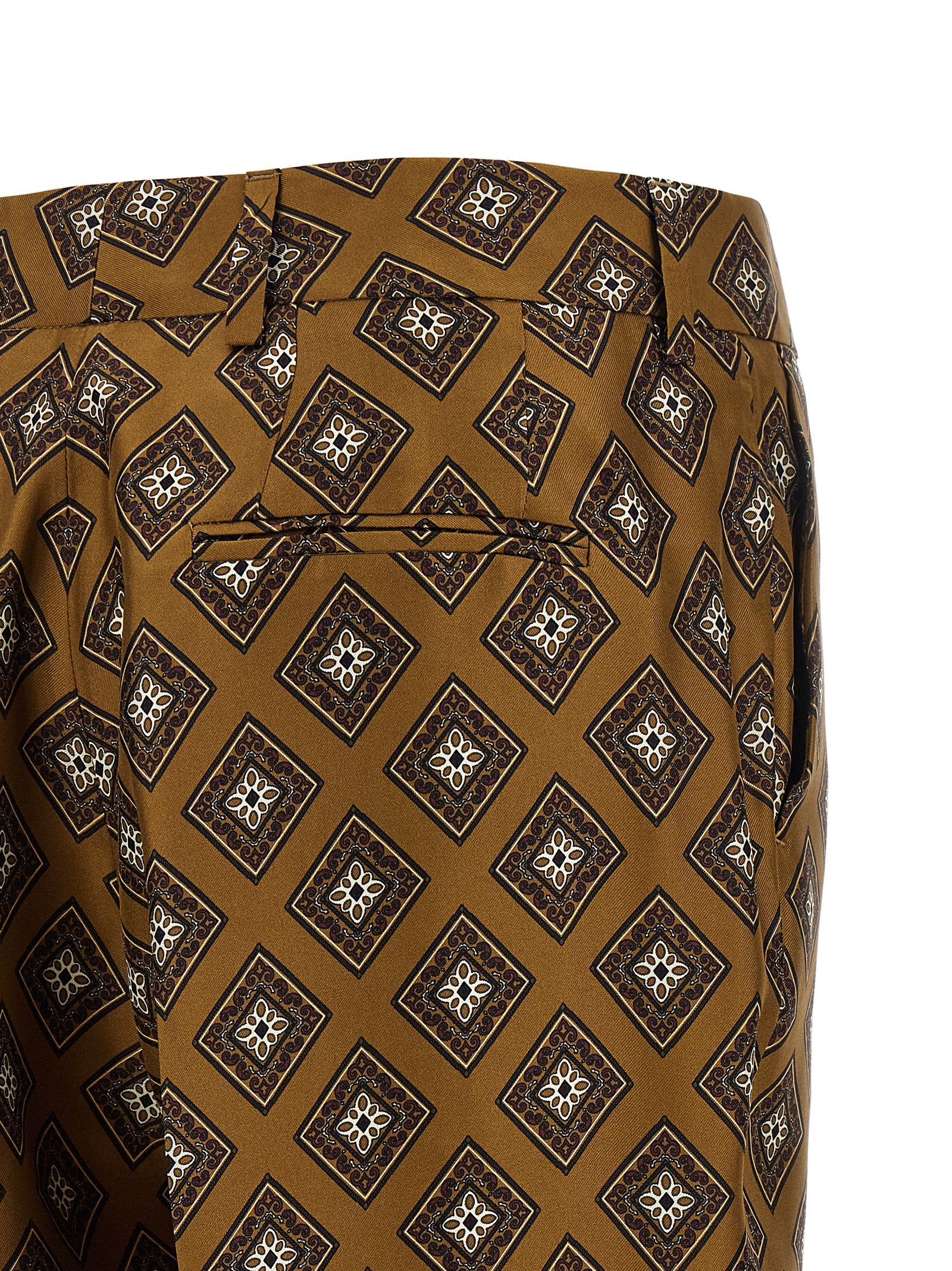 Tie-Print Pants Green Silk