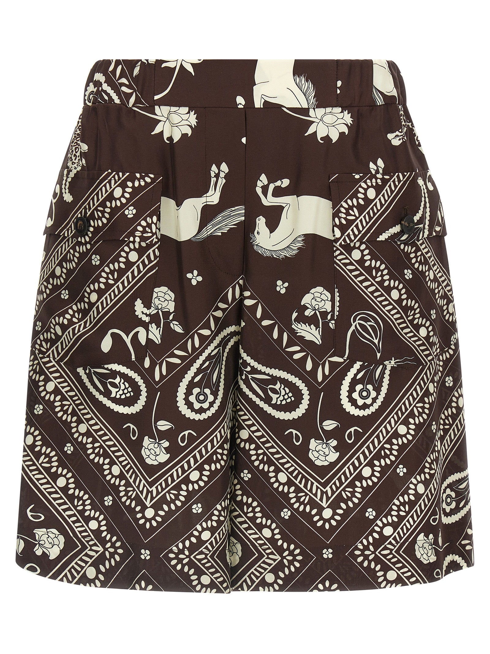 Bandana print bermuda shorts Brown Silk Bermuda