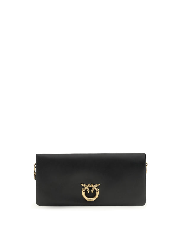 Love Medium Clutch Bag Nero-antique Gold Calf Leather Bos Taurus Clutches