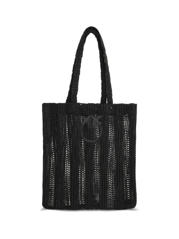 Medium Easy Tote Bag Raffia Nero Limousine Shoulder