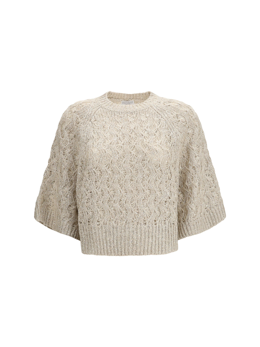 Open-Knit Construction Sweater Pietra+stracciatella