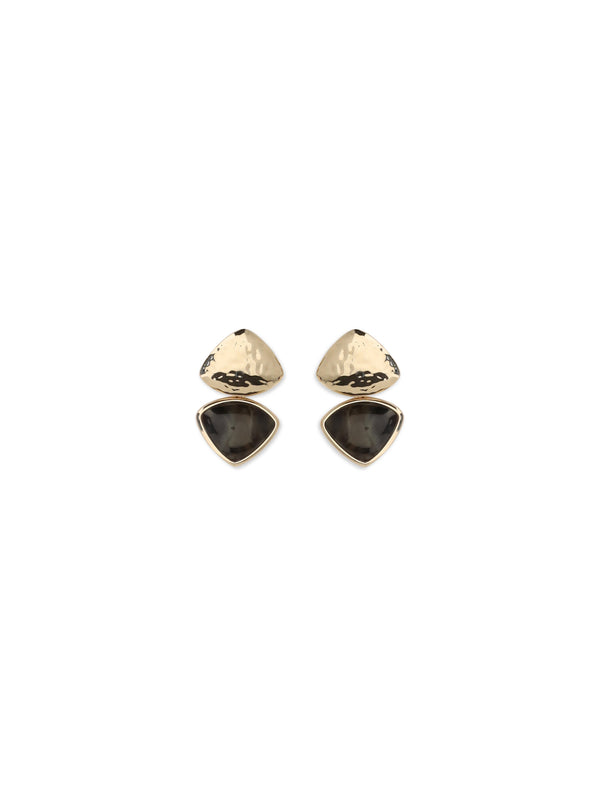 Two-Tone Speckled Enamel Earrings Gold Brass