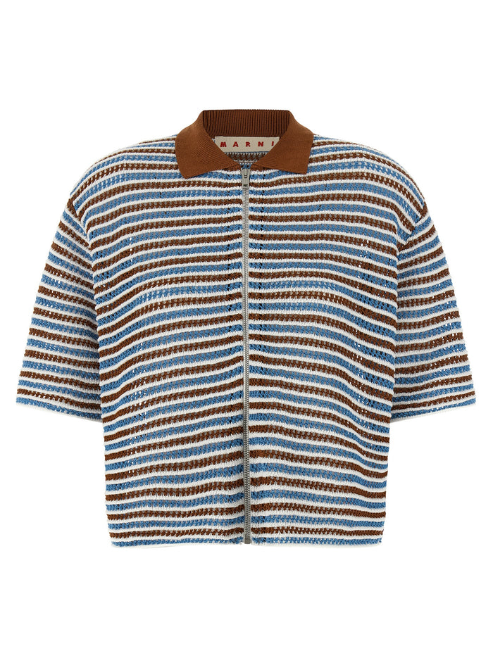 Striped crochet cardigan Multicolor Cotton Sweater, Cardigans
