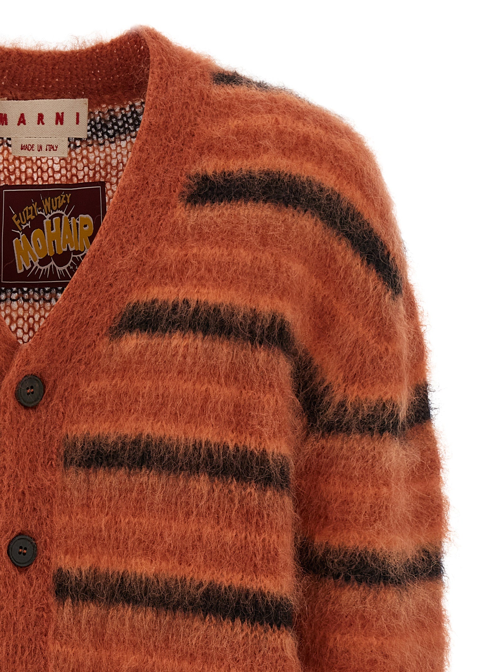 Brushed striped cardigan Orange Wm Pl Sweater, Cardigans