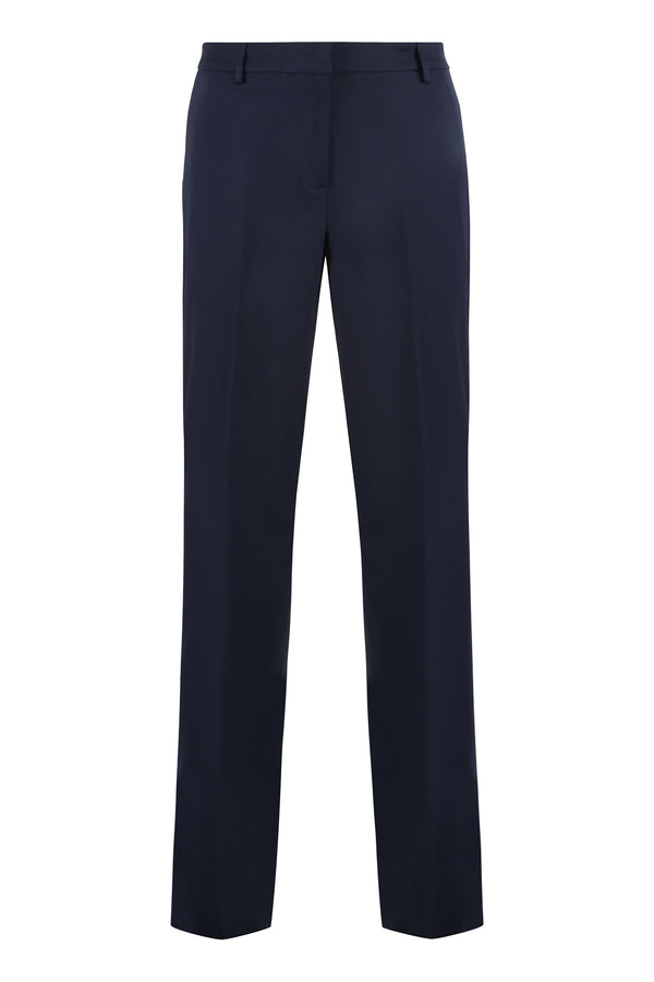 Stretch Viscose Trousers Blue Elastane Straight