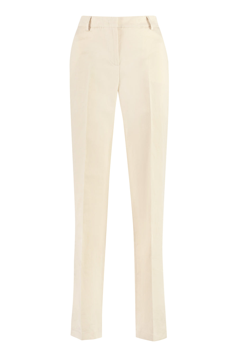 Ambra Cotton-Linen Straight Trousers Cream