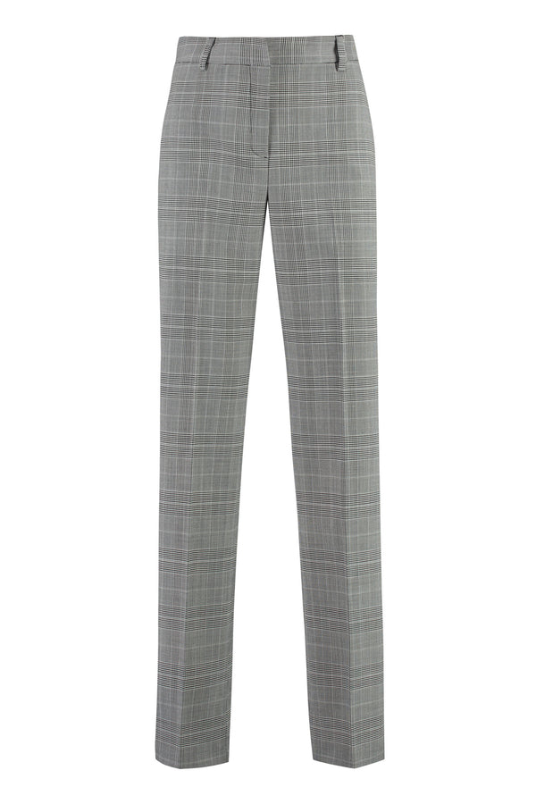 Prince-Of-Wales Checked Trousers Grey Virgin Wool Trouser Suits