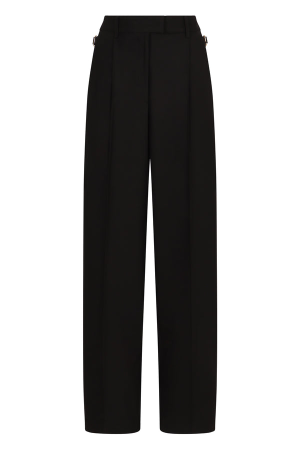 Black Virgin Wool Trousers Straight