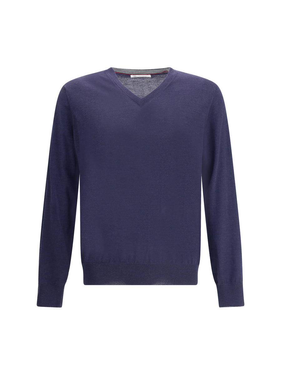 Brunello Cucinelli 10% Kashmir/Cashmere; 90% Wool sweater in navy