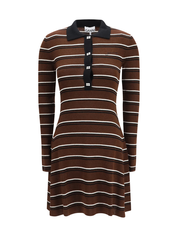 Striped Wool Polo Dress Multicolour Ovis Aries