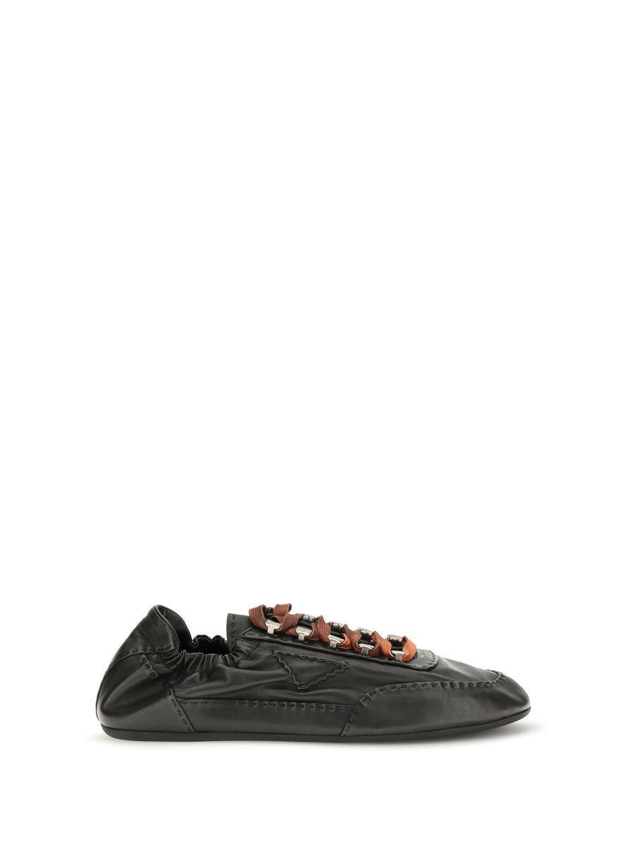 Collapse Aged Nappa Leather Sneakers Nero Lace Up