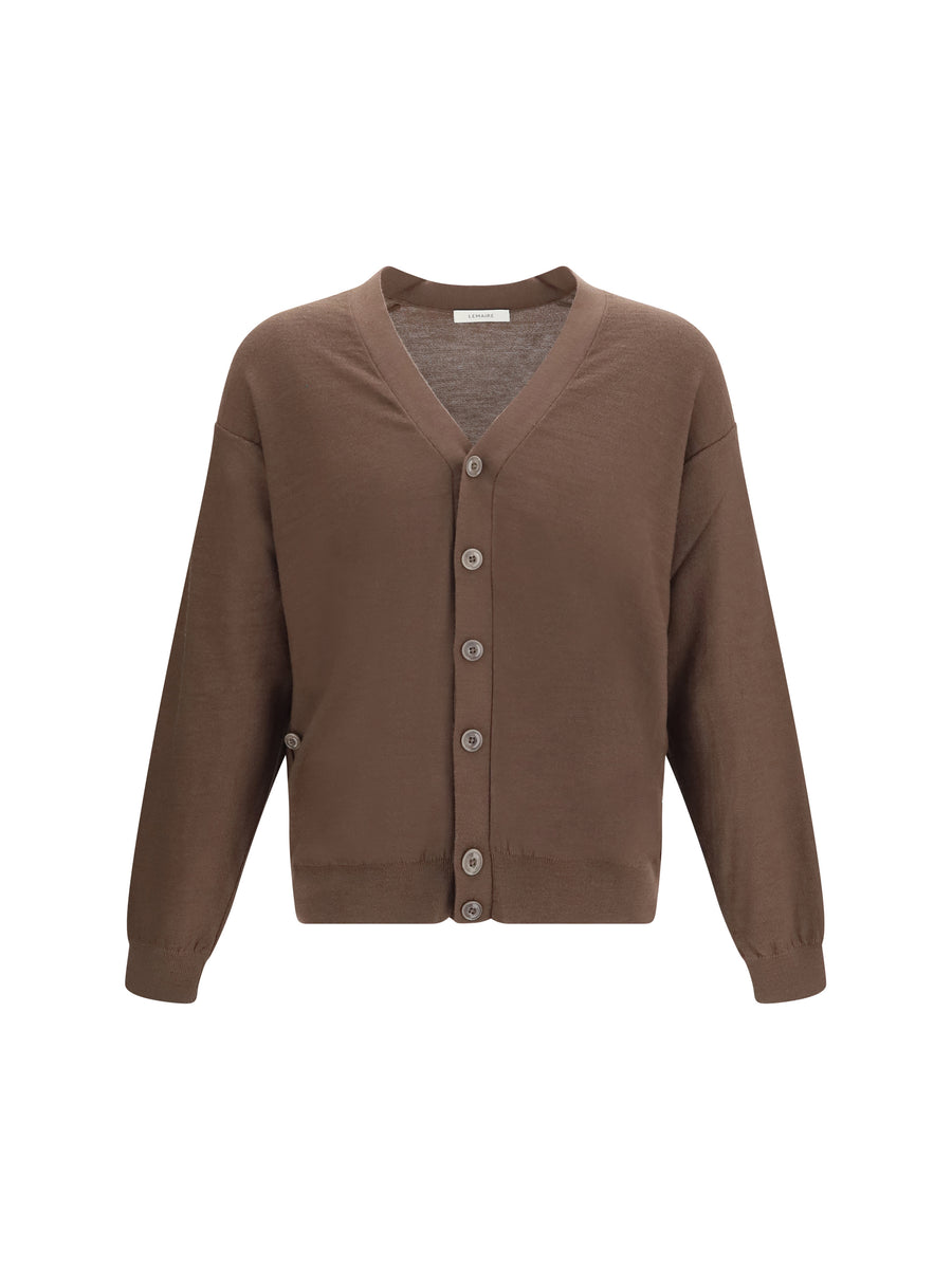Merino Wool Blend Cardigan Shitake