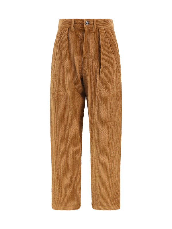 Straight-Leg Corduroy Pants Caramel Cotton; Modal; Spandex