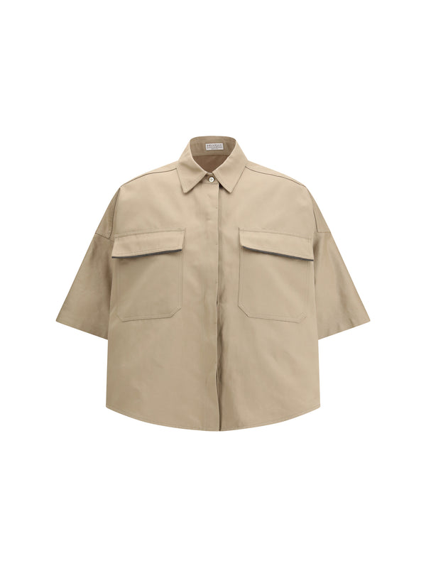 Short-Sleeve Shirt Trench Cotton; Linen