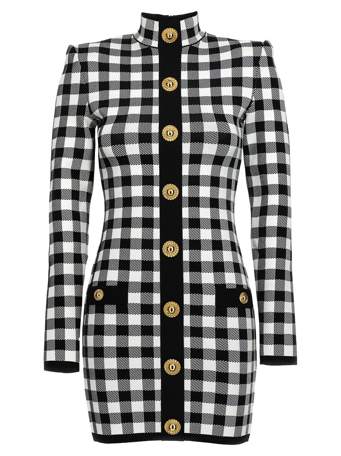 Vichy knit dress White/black Viscose