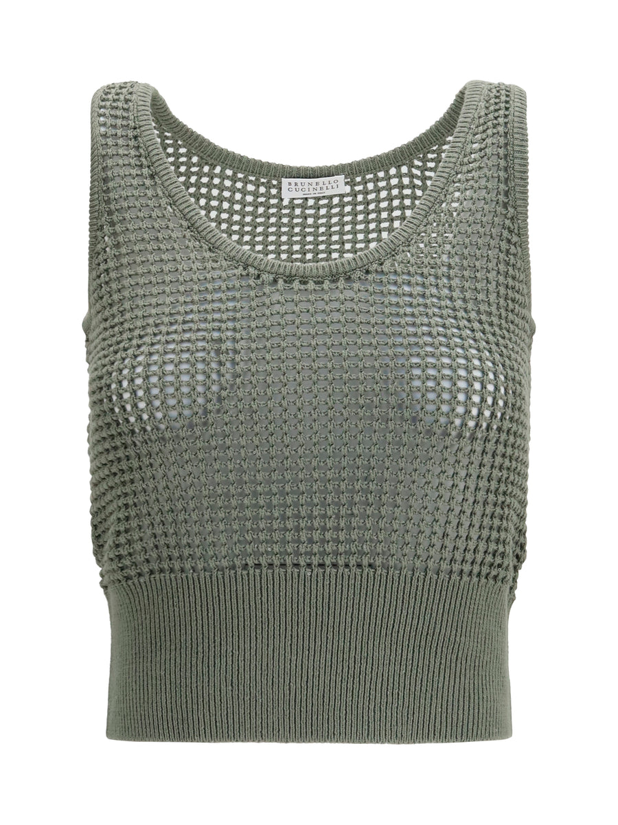 Brunello Cucinelli 96% Cotton; 4% Polyester tank top in green