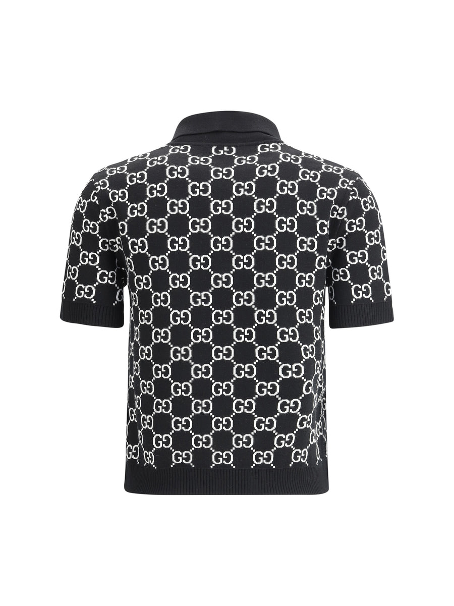 Polo Top Gg Wool Jacquard Black-White Black/white T-shirts & Jerseys