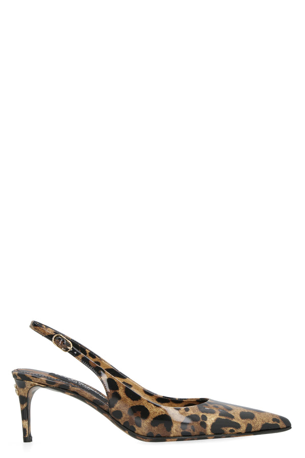 Leopard Calfskin Slingback Pumps Beige