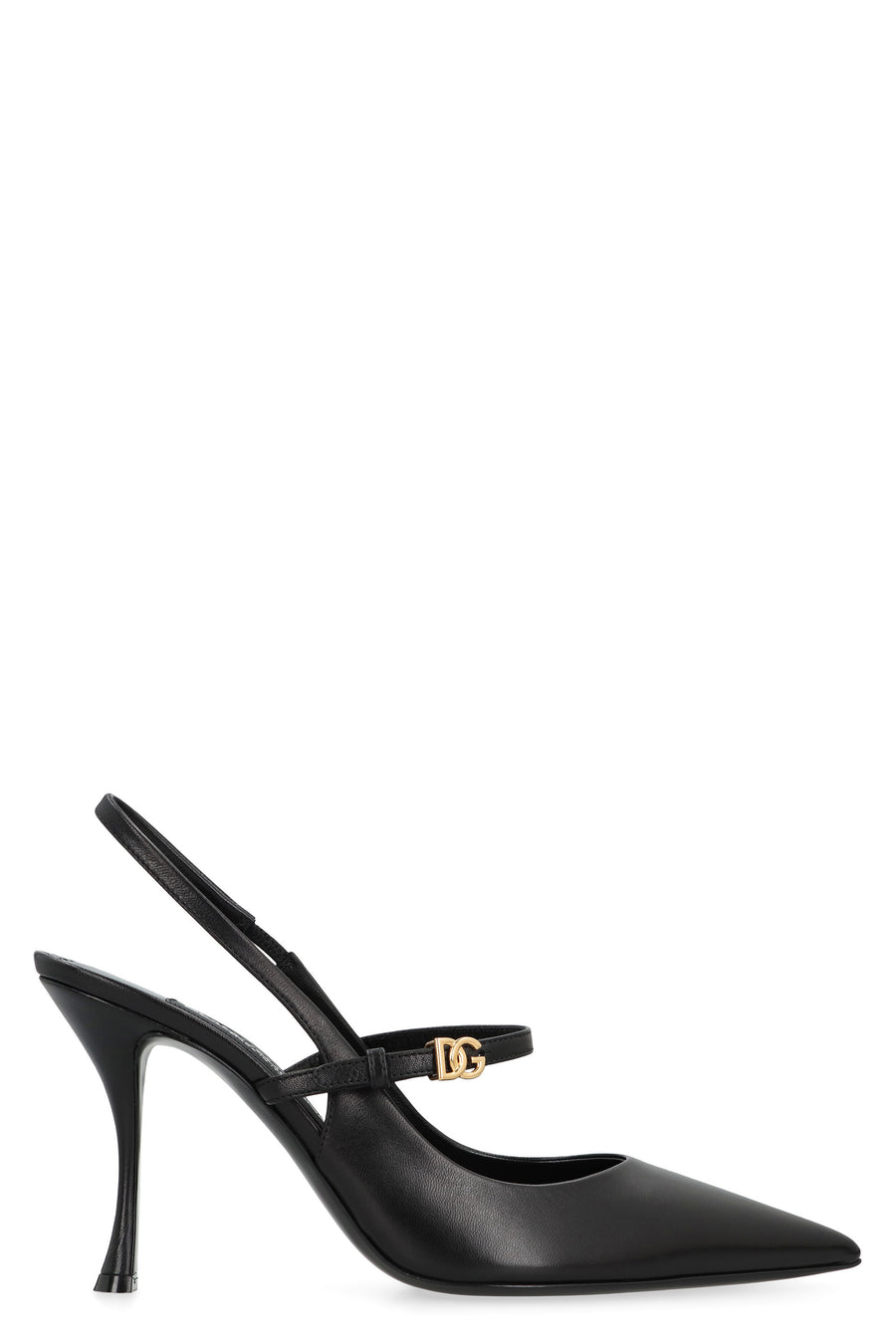 Slingback Shoes Black Kid Leather Kidskin Pumps