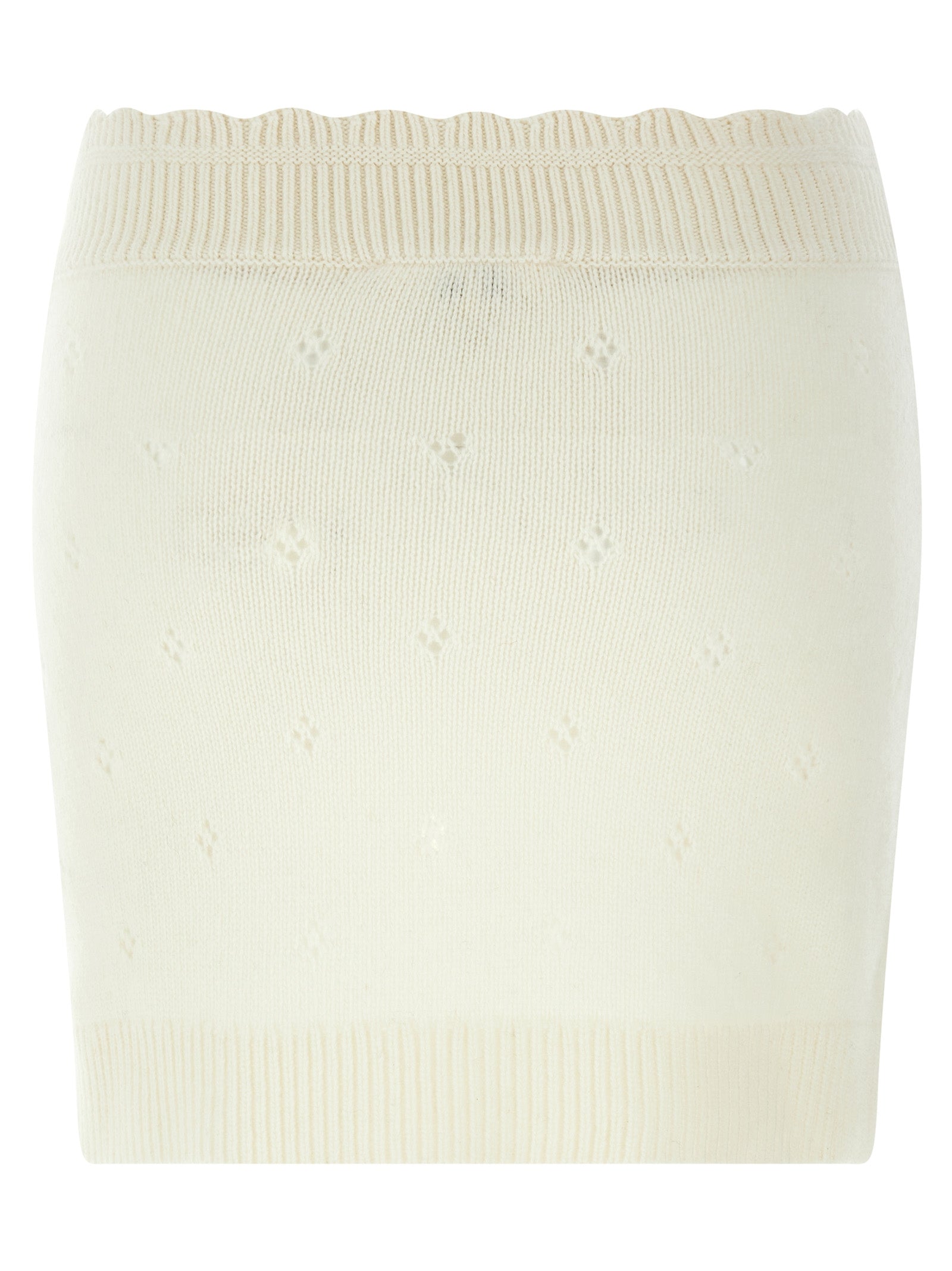 Jacquard logo skirt White Wool Cachemire