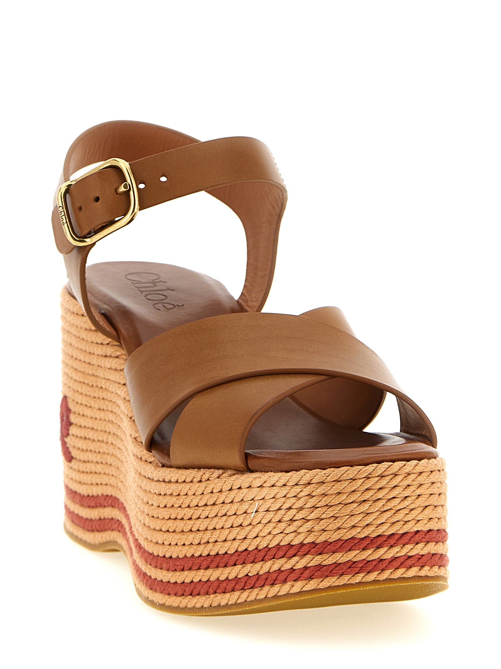 Chloé Sand Sandals Brown Calfskin Leather (bos Taurus) Wedges