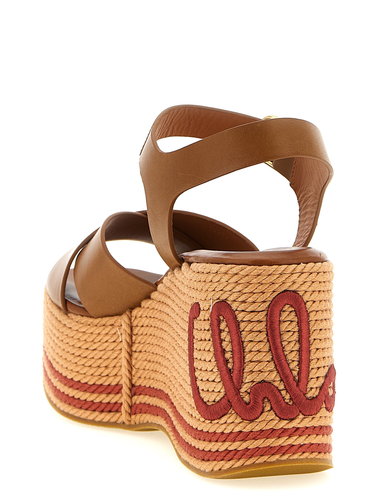 Chloé Sand Sandals Brown Calfskin Leather (bos Taurus) Wedges