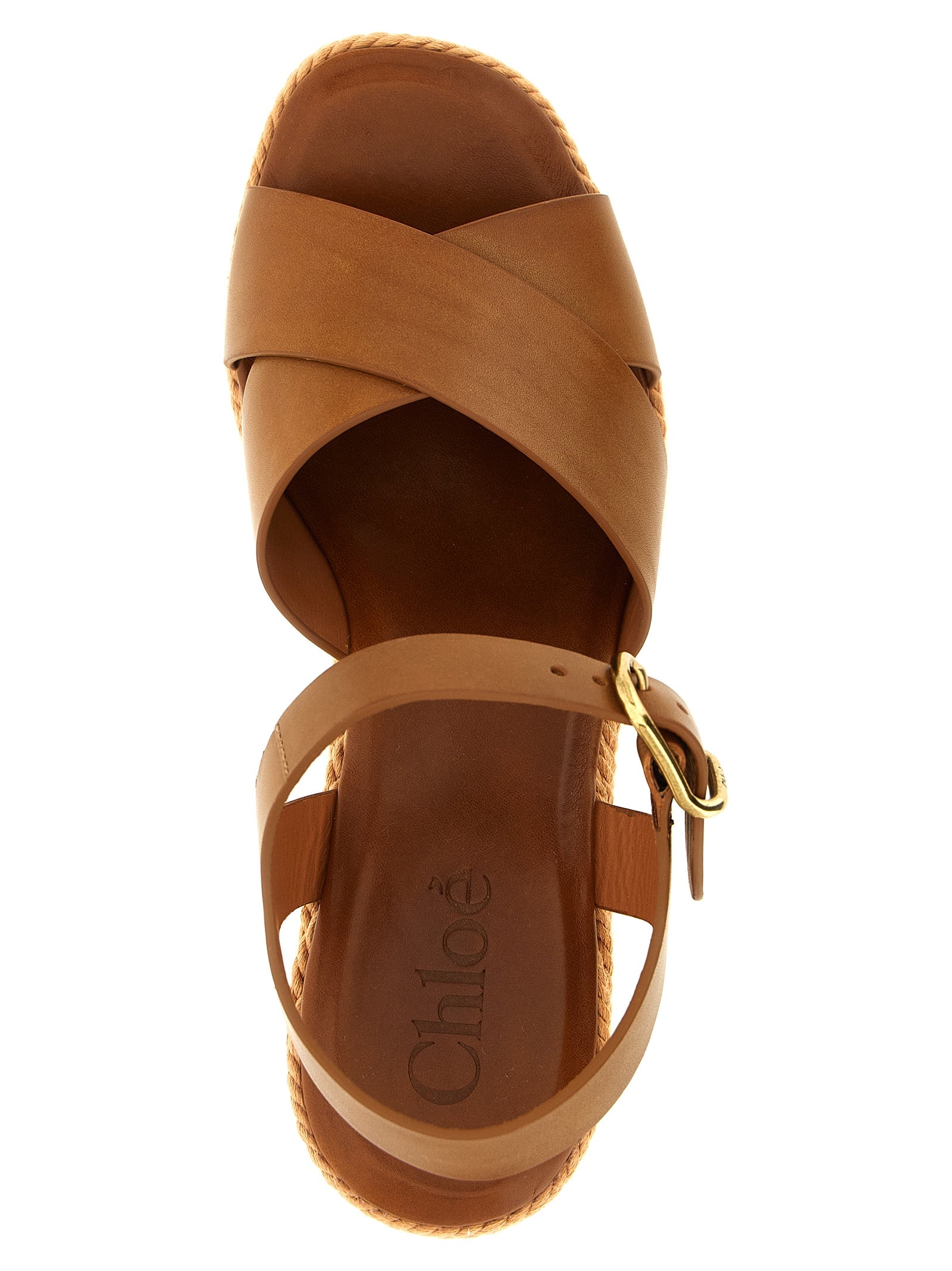 Chloé Sand Sandals Brown Calfskin Leather (bos Taurus) Wedges