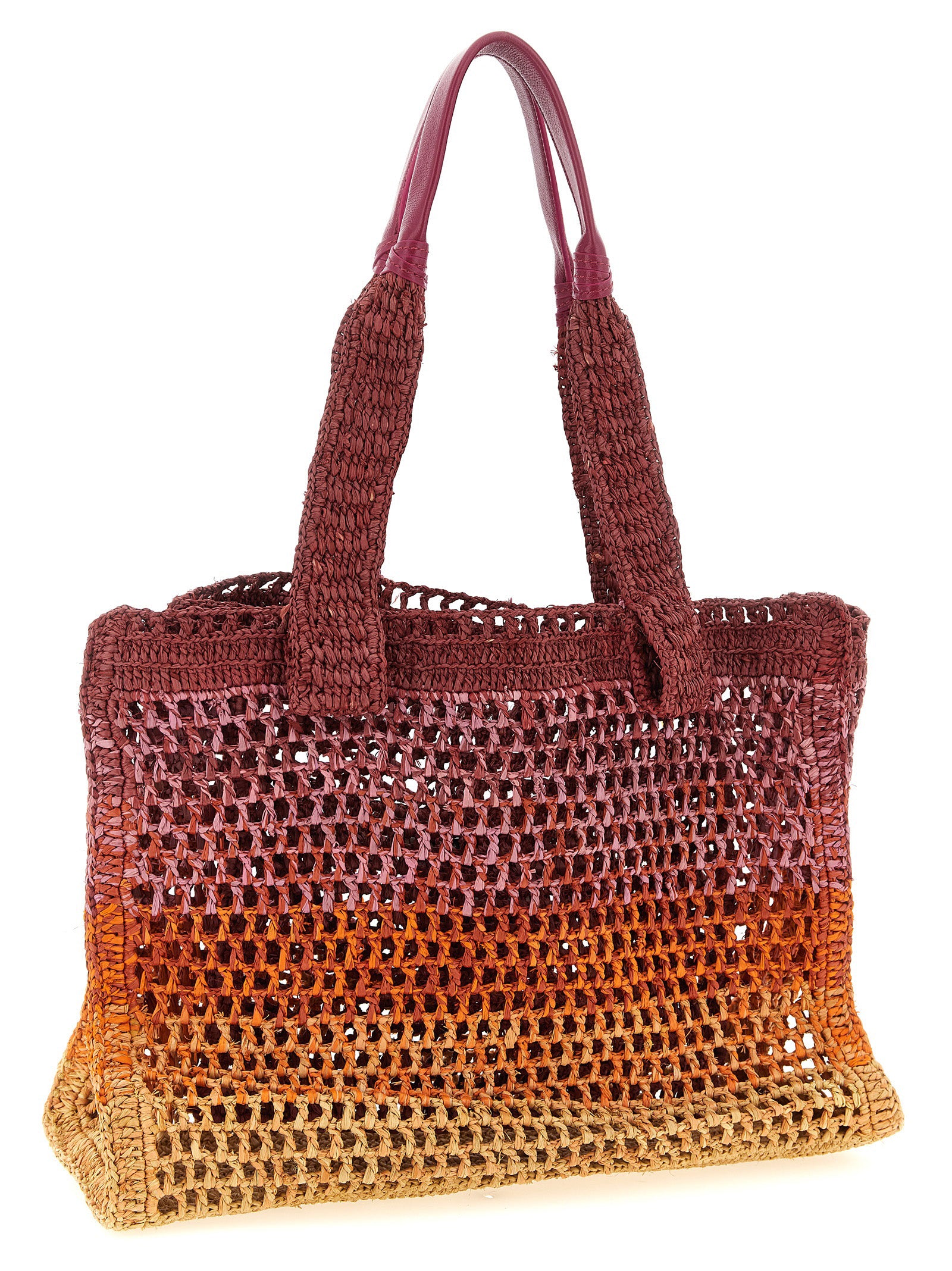 East-West Summer Banana Shopping Bag Raphia Tote