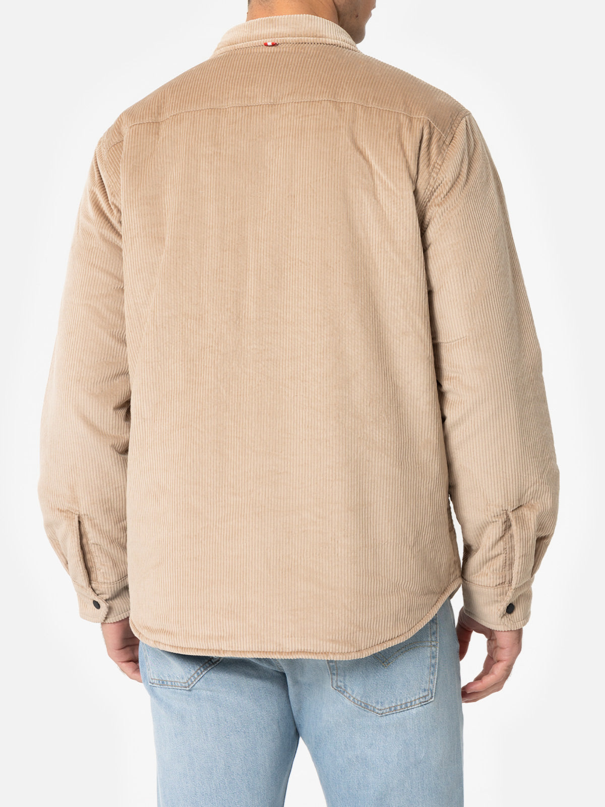 Man Beige Corduroy Overshirt Chalet With St. Barth Embroidery White Jacket