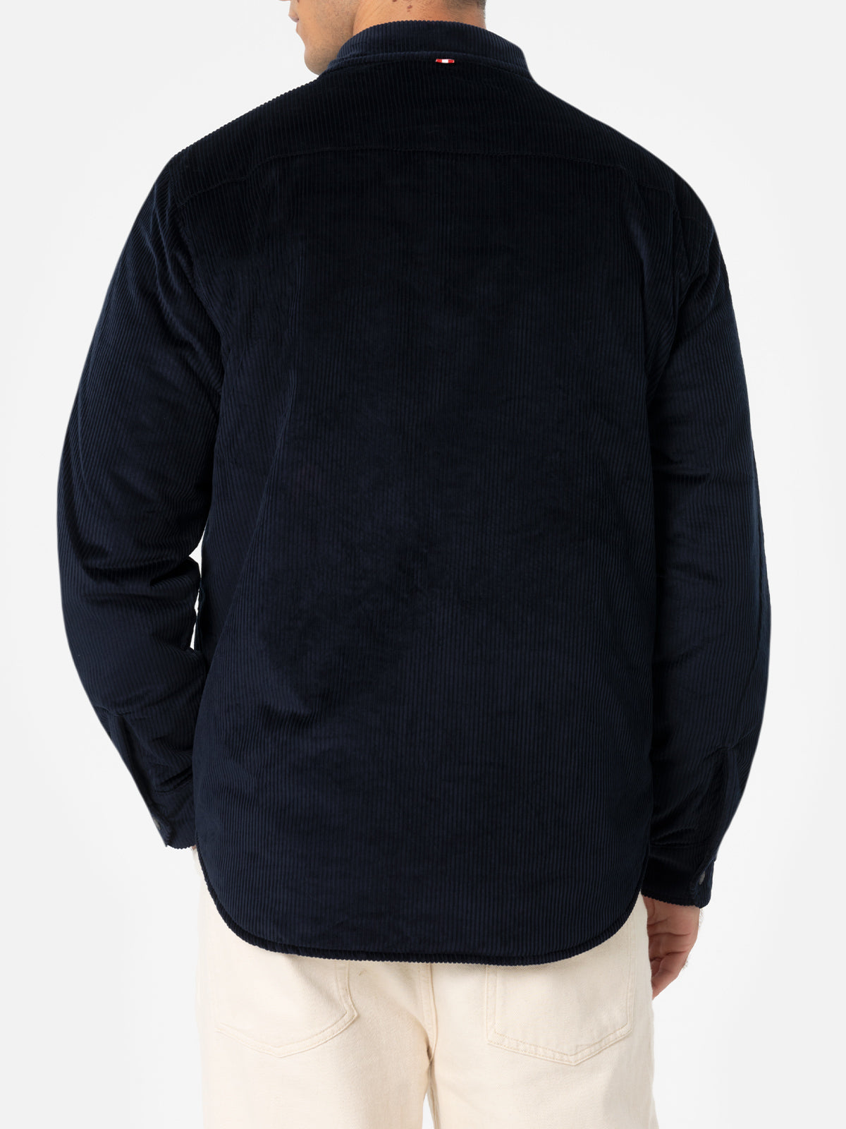 Man Navy Blue Corduroy Overshirt Chalet With St. Barth Embroidery Jacket