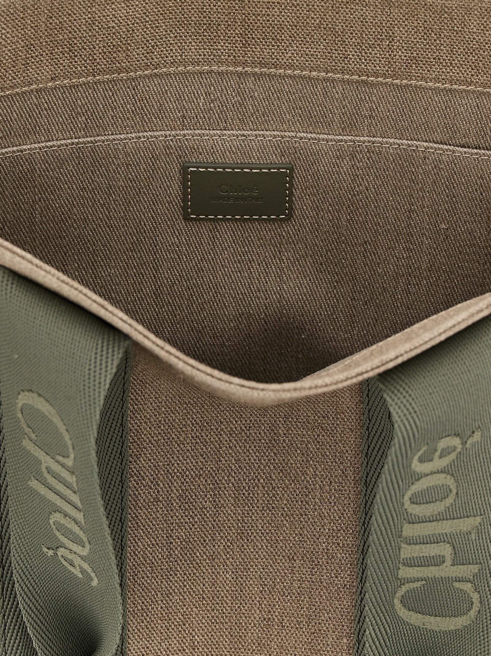 Medium Woody shopping bag Green Linen Tote