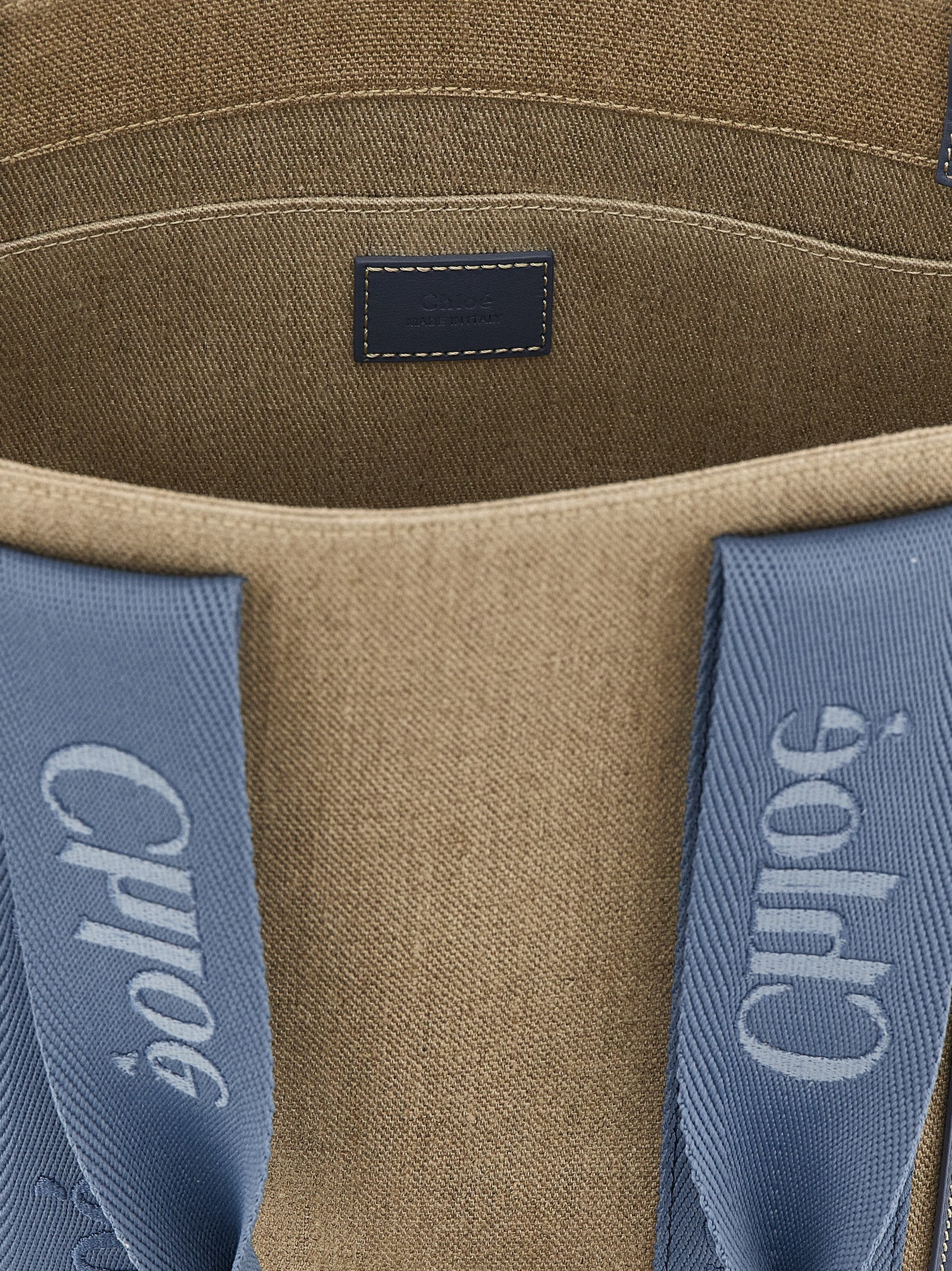 Medium Woody shopping bag Blue Linen Tote