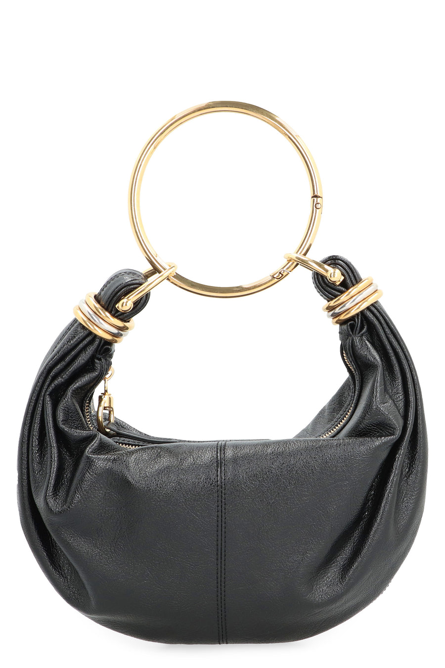 Leather Hobo Bag With Top Handle Black Calf Shoulder