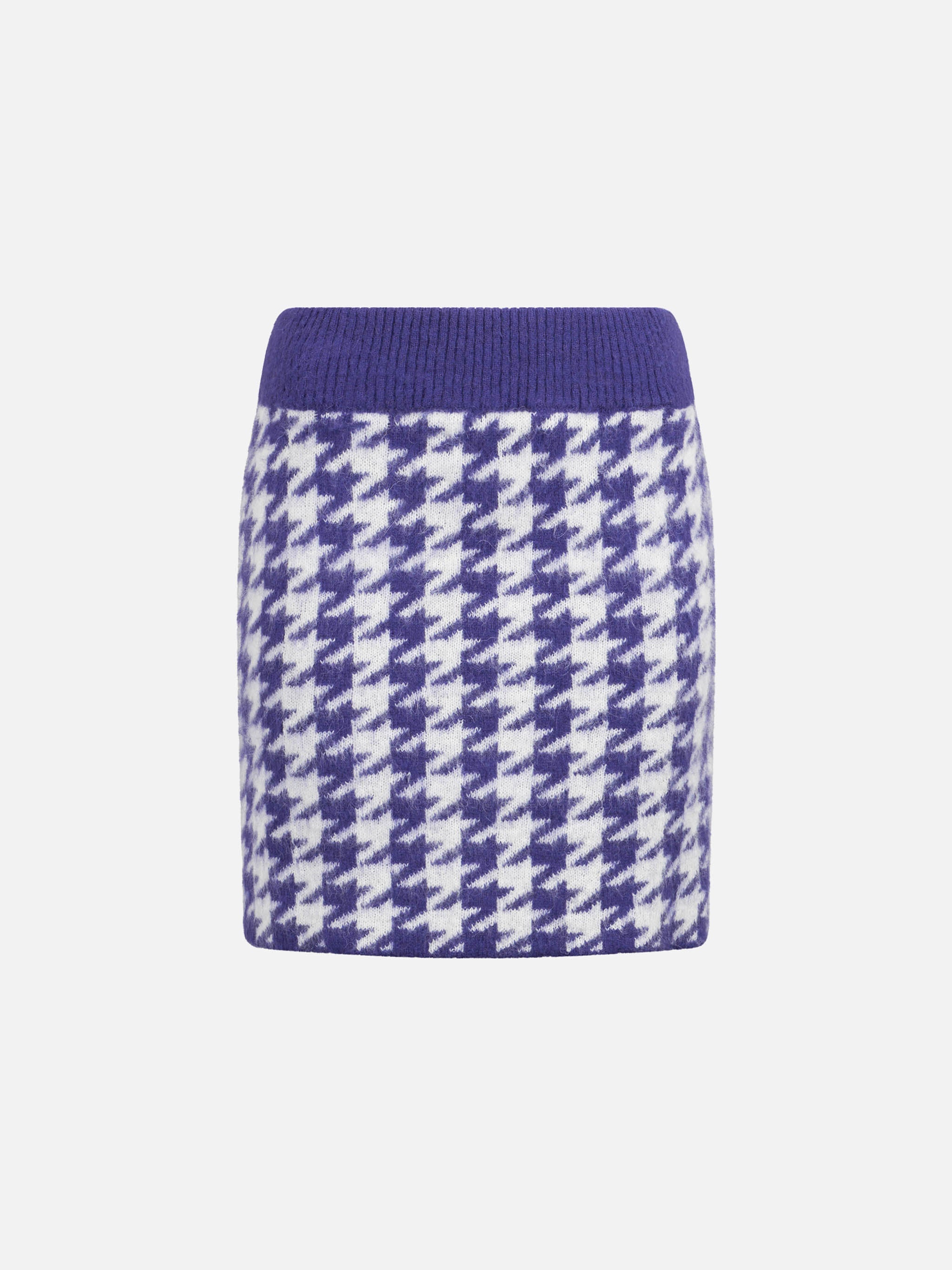 Purple Chatel Knitted Skirt With Pied De Poule Pattern Pink