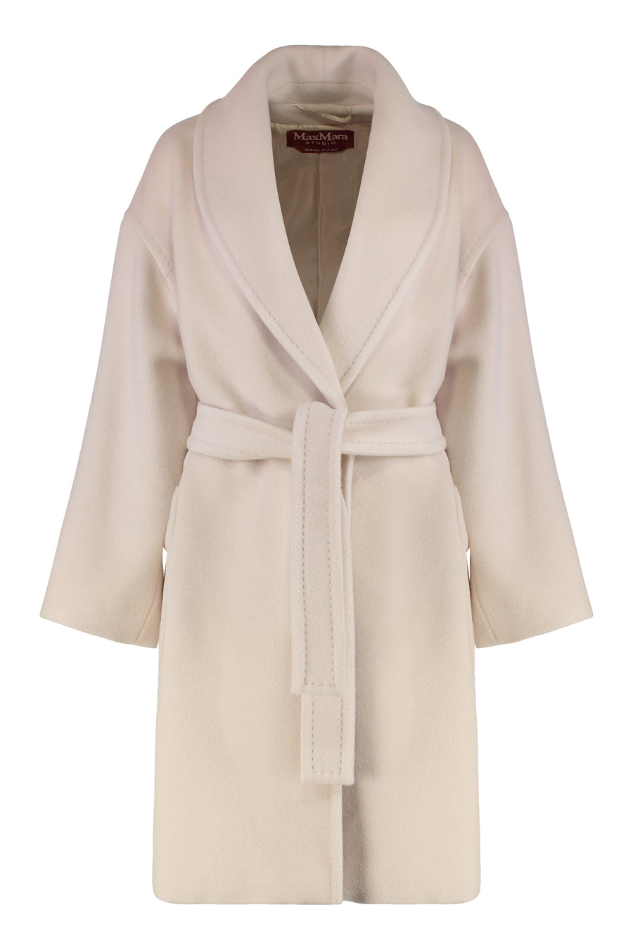 Wool And Alpaca Coat With Belt Beige