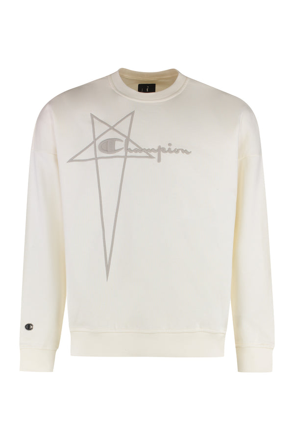 Cotton Crewneck With Logo Cream Sweatshirts