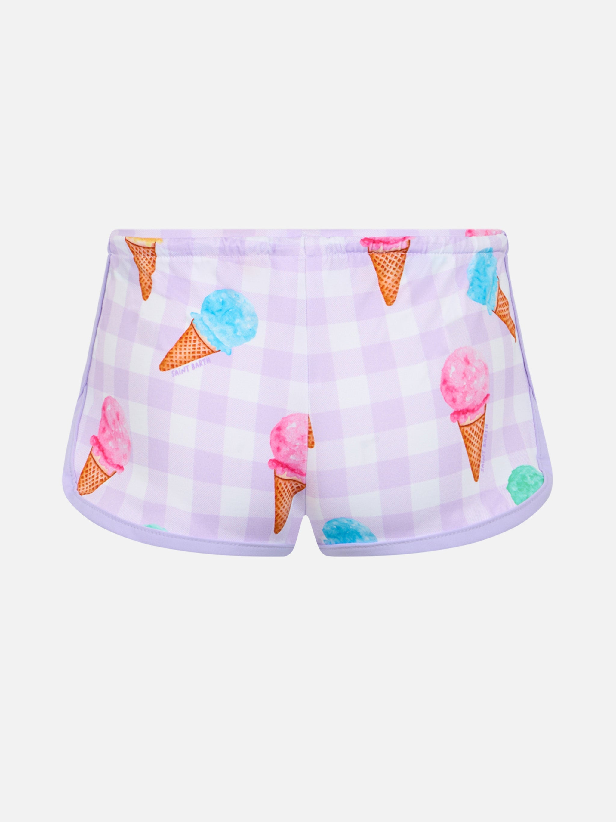Beach Shorts Coco With Ice Cream Print Pink Pant